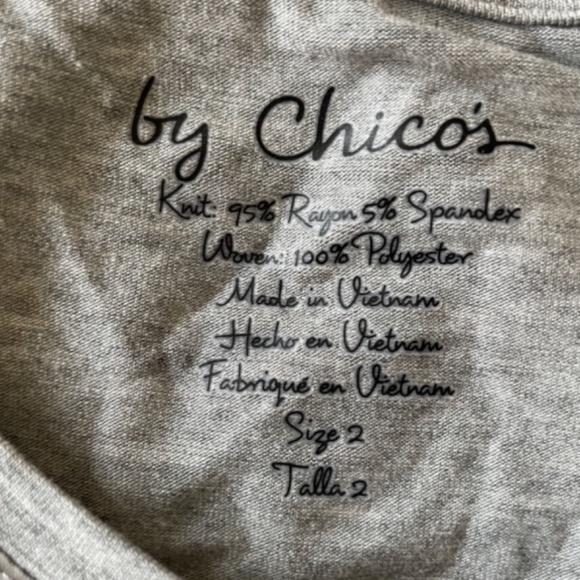 Chico’s Light Grey 3/4 Sleeves Top Size Large New with Tag - Picture 2 of 9